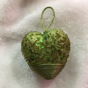 Green Sequin Heart Ornament